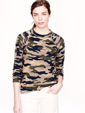 J. Crew Camo Print French Terry Long Sleeve Sweatshirt - Size XS